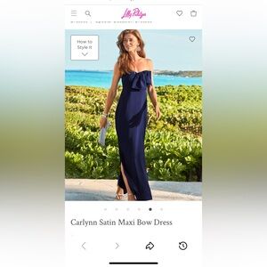 Lilly Pulitzer Carlynn Satin Maxi Bow Dress